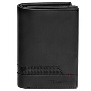 Męski portfel skórzany duży czarny tłoczenie czerwony akcentem SmartPay Dylan