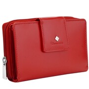 Kochmanski damski portfel czerwony skórzany duży na zamek rozkładany