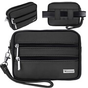 Saszetka męska skórzana na telefon na pasek pas kabura czarna 2685