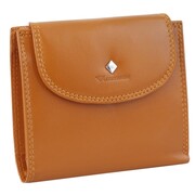 Kochmanski damski portfel skórzany mały kamelowy na zatrzask karty