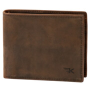 Mały cienki portfel męski ze skóry brąz na karty RFID Leo