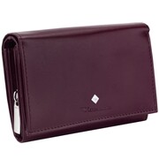 Kochmanski damski portfel ze skóry śliwkowy mały z przegródkami