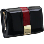 Skórzany portfel damski mały czerwony lakierowany premium Mia