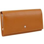 Kochmanski damski portfel brązowy skórzany duży kamelowy zatrzask
