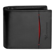 Średni portfel skórzany męski z czerwoną wstawką bez zapięcia SmartPay Connor