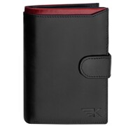 Portfel męski z dużą ilością kieszeni czarny czerwony akcent zapięcie SmartPay Carter