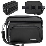 Saszetka męska skórzana na telefon na pasek pas kabura czarna 2660