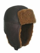 Naturalna czapka uszatka zimowa ze skóry obszyta futrem CAPNT-V5