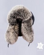 Naturalna czapka USZATKA / PILOTKA Z z LISEM [N51S]