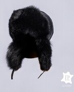 Naturalna czapka USZATKA / PILOTKA Z z LISEM [N50S1]