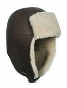 Naturalna czapka uszatka zimowa ze skóry obszyta futrem CAPNT-V6
