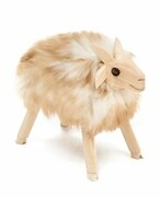 Owca drewniana ozdobna ze skórą naturalną [ID-N4]