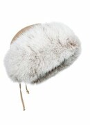 Naturalna czapka zimowa toczek z lisem GG-01