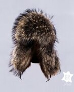 Naturalna czapka USZATKA / PILOTKA Z z JENOTEM [N50S]