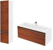 Szafka jednoszufladowa z umywalką 100 + słupek CLEAR L biała/czereśnia [PRODUKT NOWY] RAVAK