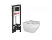 Zestaw WC podwieszany ZANTE + stelaż SLIM, przycisk czarny [PRODUKT NOWY] RAVAK