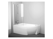 Parawan nawannowy CVSK1 ROSA 160/170 R biały, szkło Transparent [PRODUKT KLASA II] RAVAK