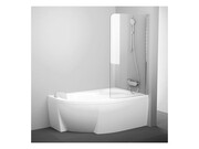 Parawan nawannowy CVSK1 ROSA 160/170 R bright alu, szkło Transparent [PRODUKT KLASA II] RAVAK