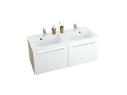 Podwójna szafka z szufladami i umywalką dwukomorową 120 CHROME biała/cappuccino [PRODUKT NOWY] RAVAK