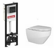 Zestaw WC podwieszany ZANTE + stelaż SLIM, przycisk czarny [PRODUKT NOWY] RAVAK