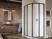 Kabina prysznicowa półokrągła SKCP4-90 czarna, szkło Transparent - 195 [PRODUKT NOWY] RAVAK