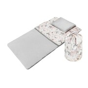 Śpiwór dla dzieci do spania Flowers Szare - Minky/Bawełna