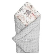 Rożek niemowlęcy szare minky flowers