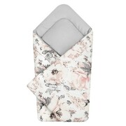 Rożek niemowlęcy flowers szary 100% bawełna
