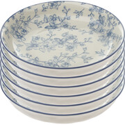 Zestaw 6 głębokich talerzy Delikatne kwiaty 20 cm,niebieskie, niebieski 4HOME