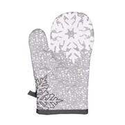 Świąteczna rękawica kuchenna z magnesem Płatki śniegu szary, 18 x 28 cm 4HOME