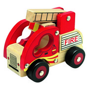 Bino Drewniane auto Straż pożarna, czerwony Bino