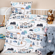 4Home Dziecięca pościel bawełniana do łóżeczka Happy train, 100 x 135 cm, 40 x 60 cm 4Home