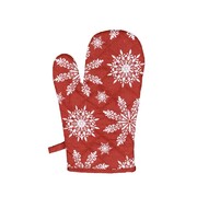 Świąteczna rękawica kuchenna z magnesem Płatki śniegu czerwony, 18 x 28 cm 4HOME