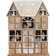 Kalendarz adwentowy z lampkami LED Santa´s house brązowy, 29 x 7 x 37 cm 4HOME