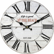 Drewniany zegar ścienny At the beach, śr. 34 cm 4HOME