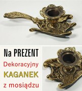 Świecznik pojedynczy - mosiężny KAGANEK na świeczkę Skrzydła
