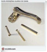 Duża stylowa zdobiona klamka mosiężna do okna