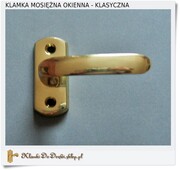 Klasyczna mosiężna klamka jednoramienna do okna