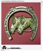 Duża mosiężna podkowa + dwa konie