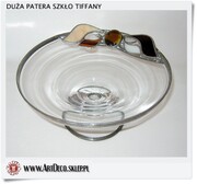 Szklana patera zdobiona witrażem - Styl Tiffany rękodzieło wysprzedaż