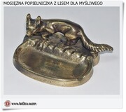 Popielniczka dla myśliwego Mosiężny LIS figurka