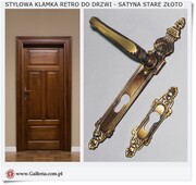 Komplet klamka z szyldem na górny zamek (Stare złoto)