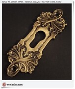Ozdobny szyld na dodatkowy zamek Secesja stare złoto