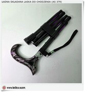 Czarna ładna Laska składana regulowana (AS 379)