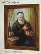 Duży obraz Żyda smakosza z buteleczką wina