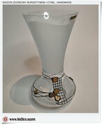 WAZON Oszronione szkło ozdobione bursztynem i cyną