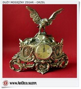 Zegar kominkowy mosiężny duży ORZEŁ Polski produkt