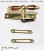 Klamka mosiężna dwuramienna do okna drewnianego