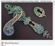 Stylowe mosiężne klamki z rozetą na górny zamek (Vintage Kolor)