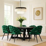 Krzesło tapicerowane BUBBLE , zielony velvet, czarne nóżki